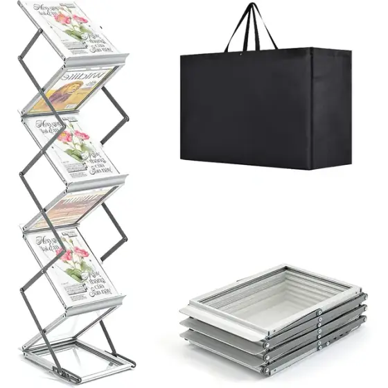 Folding Brochure Stand, 6 Pocket