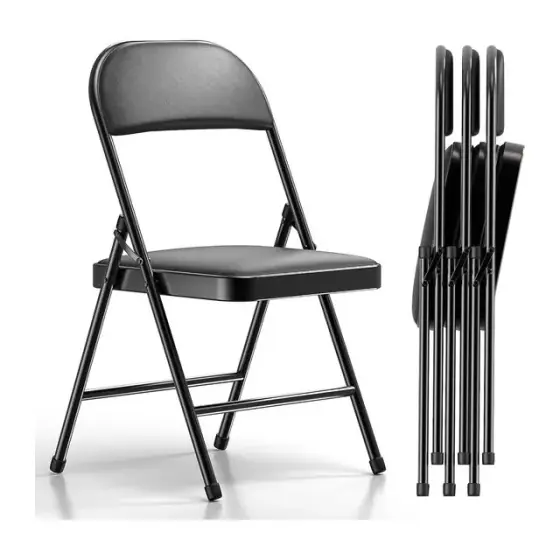 Padded Folding Chairs, Set of 4