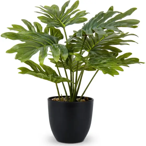 Faux Monstera in Black Pot, 18in