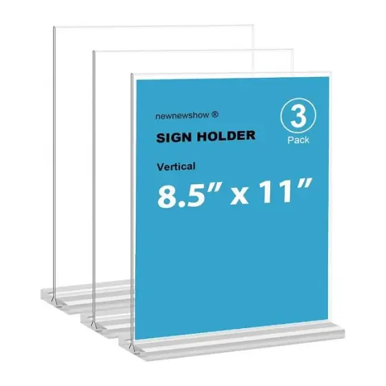 Acrylic Table Sign Holders, 8.5" x 11", Set of 3