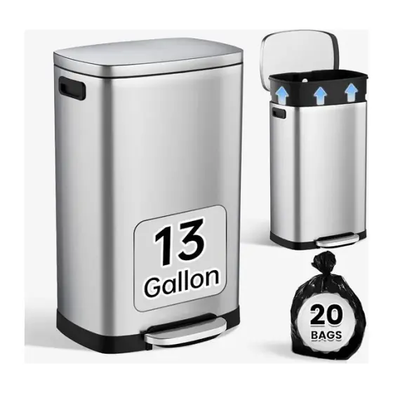 Stainless Steel Trash Can, 13 Gal
