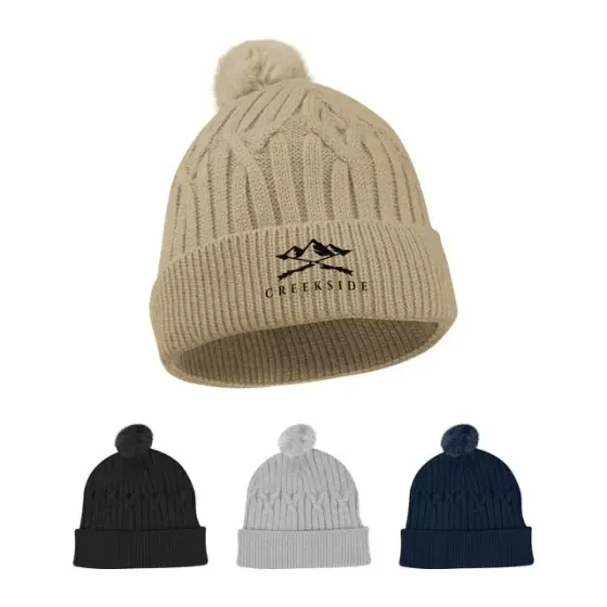 Cable Knit Pom Beanie
