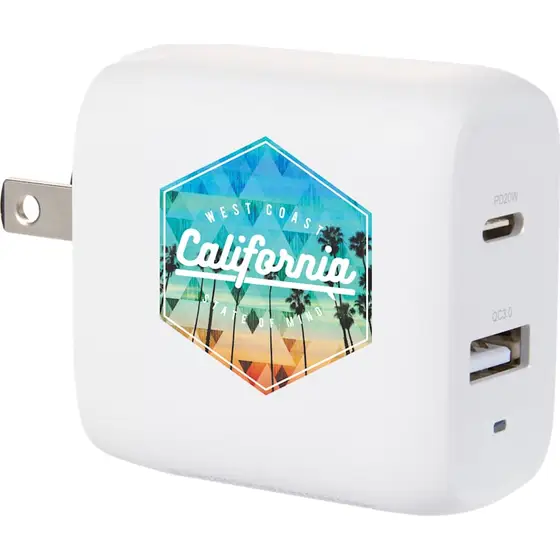 Dual USB-A and USB-C Wall Charger, 20 W