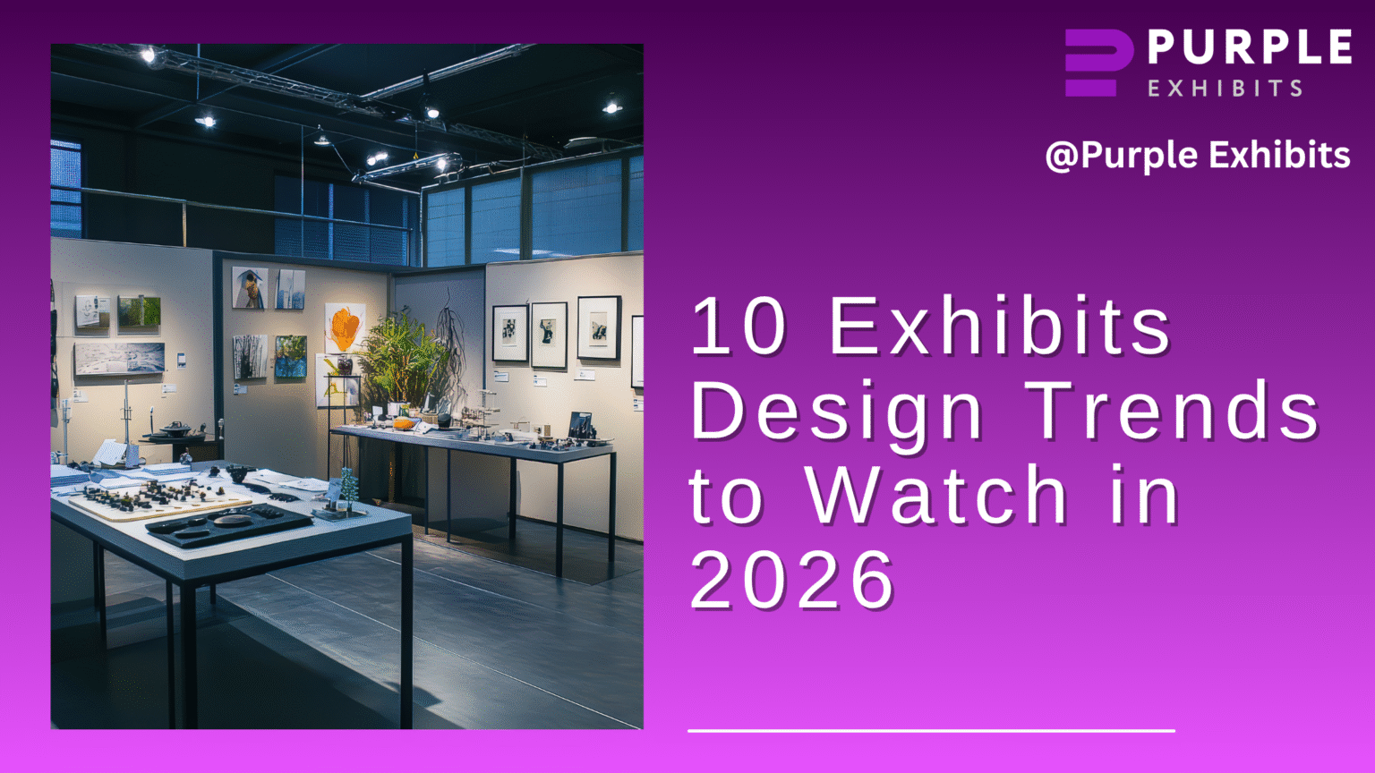 Exhibition booth design showcasing modern trade show exhibits with creative layouts, artwork displays, lighting, and clean professional presentation.