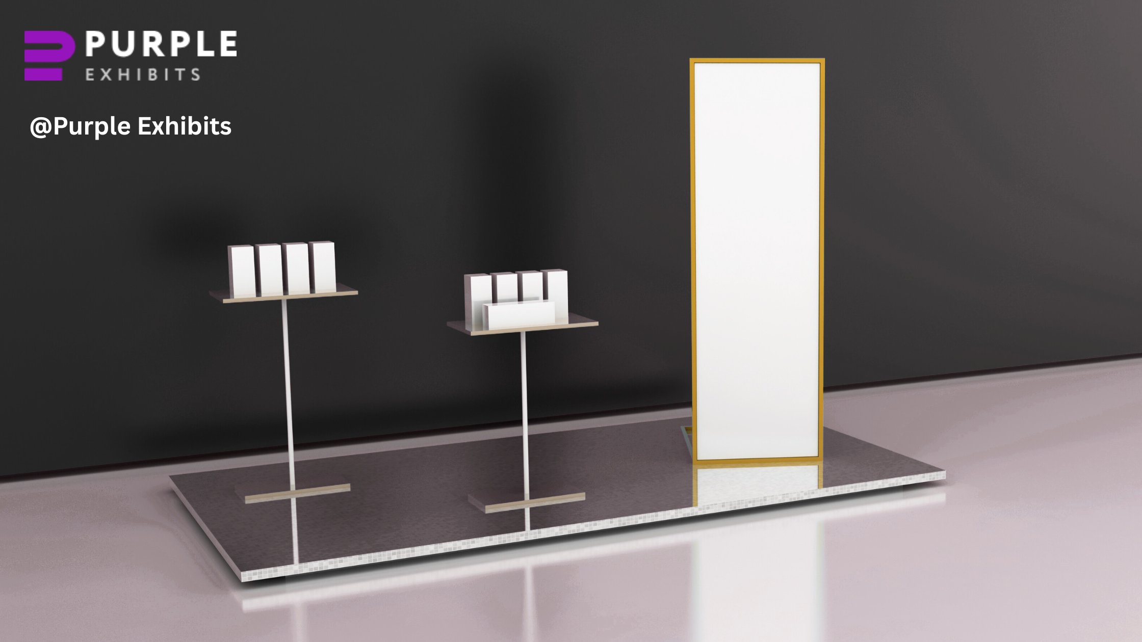 Minimalist display structure showcasing sleek Corporate Exhibit Design Orlando styles and high-quality Orlando Exhibit Fabrication.