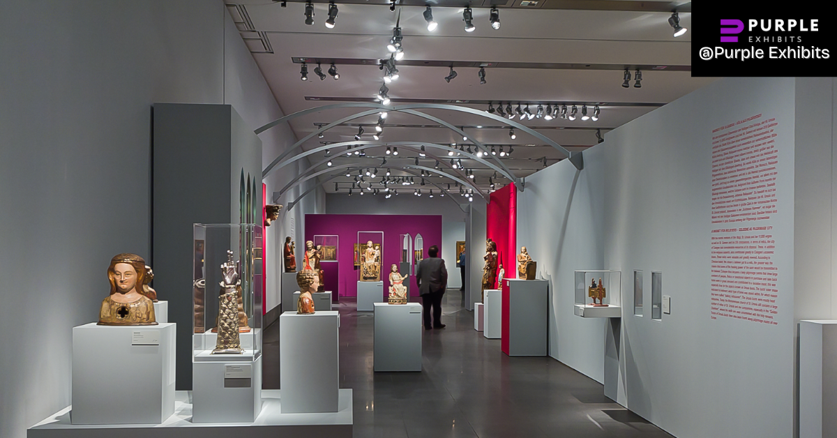 Museum-style exhibit interior showcasing structured layouts and lighting, highlighting how Custom Exhibits NYC and NYC Exhibit Design create immersive visitor experiences.