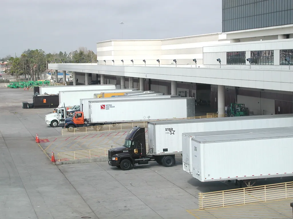 Clear view of freight and drayage loading docks at the Orange County Convention Center West Building in Orlando