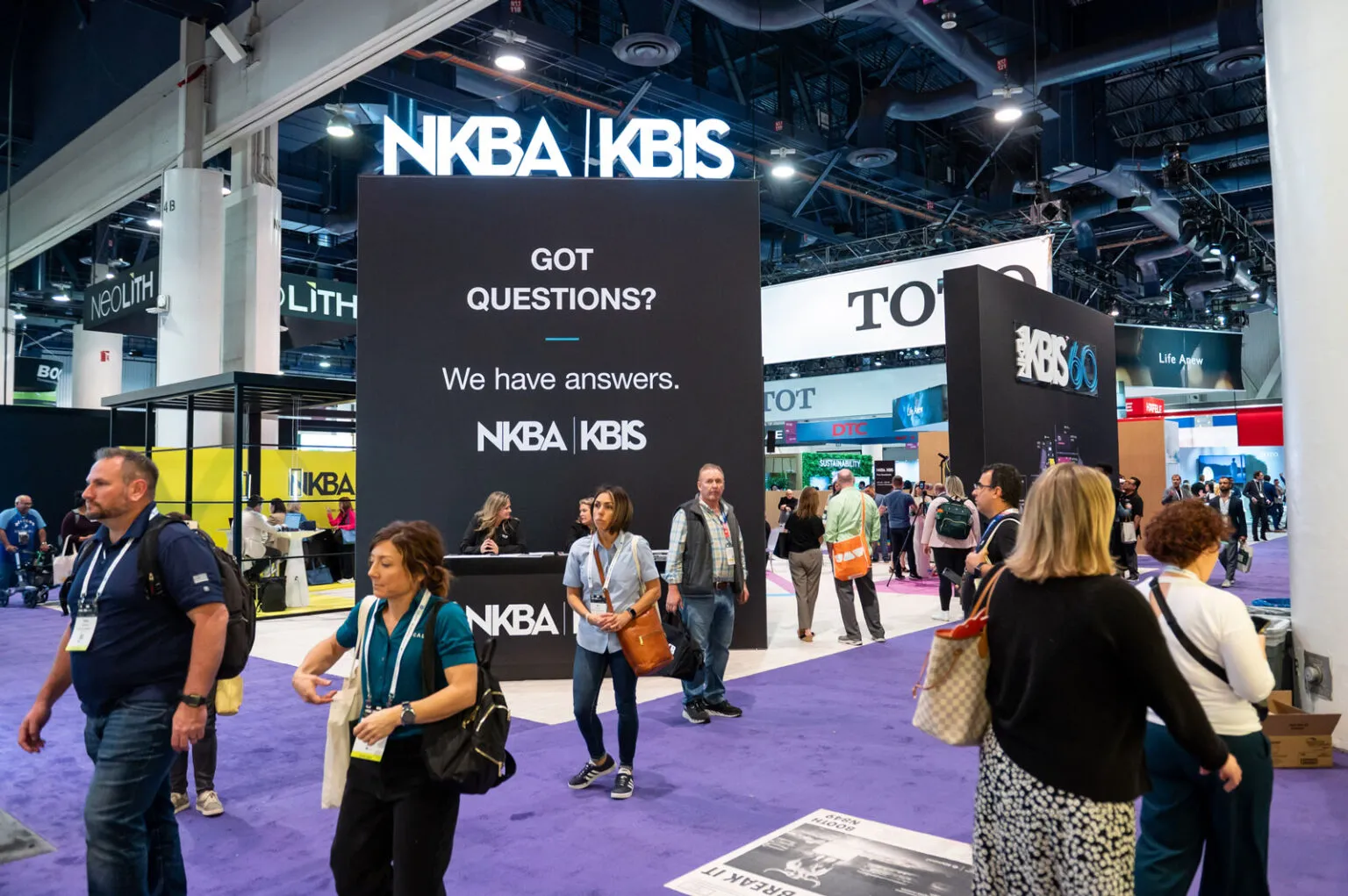 NKBA programming booth with seating and presentation setup at KBIS