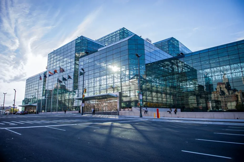 Jacob K. Javits Convention Center exterior in Manhattan, New York City.