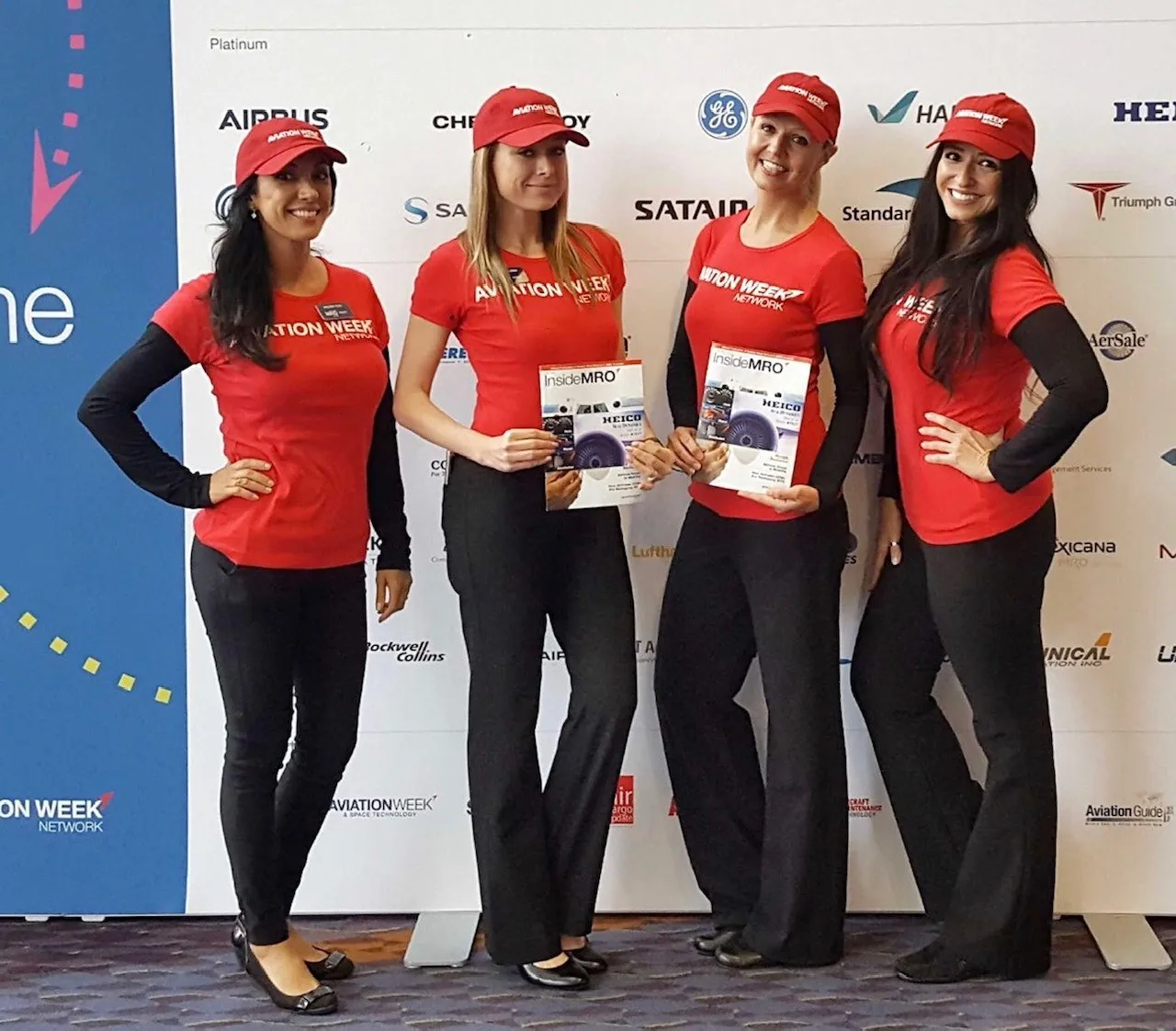 Aviation Week brand ambassadors promoting Inside MRO at an aviation industry event