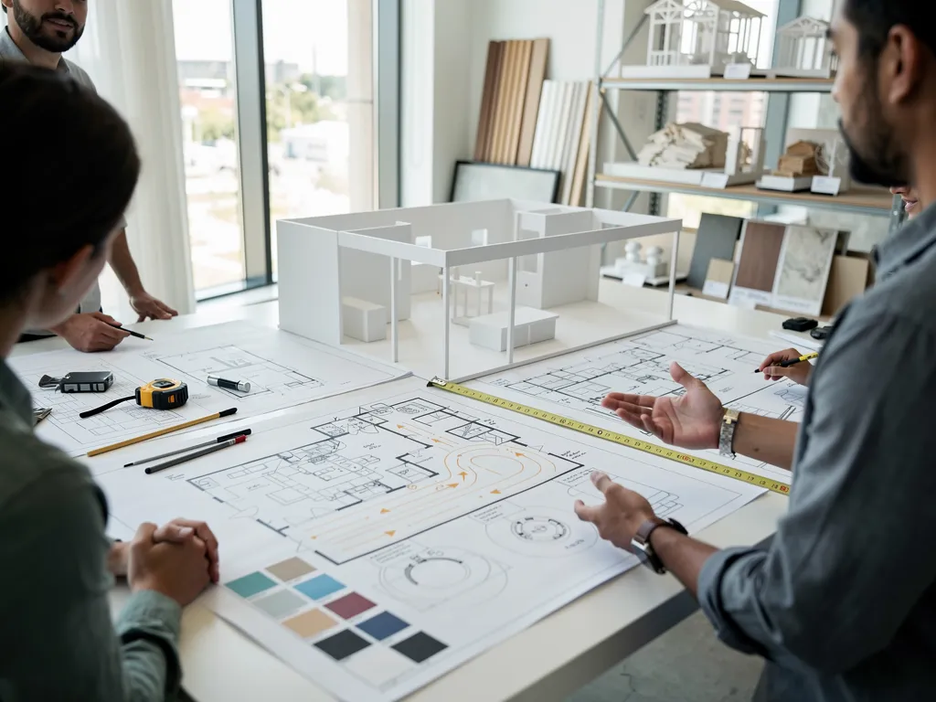 Step-by-step booth design workflow from concept sketch to final layout