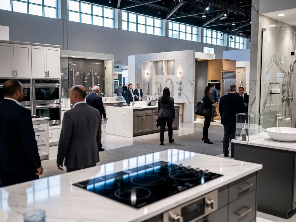 Convention center hall arranged for the KBIS trade show floor