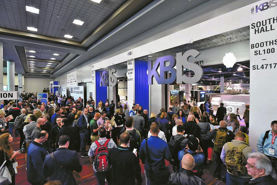 Crowd of attendees entering the KBIS trade show floor at the South Hall in Las Vegas