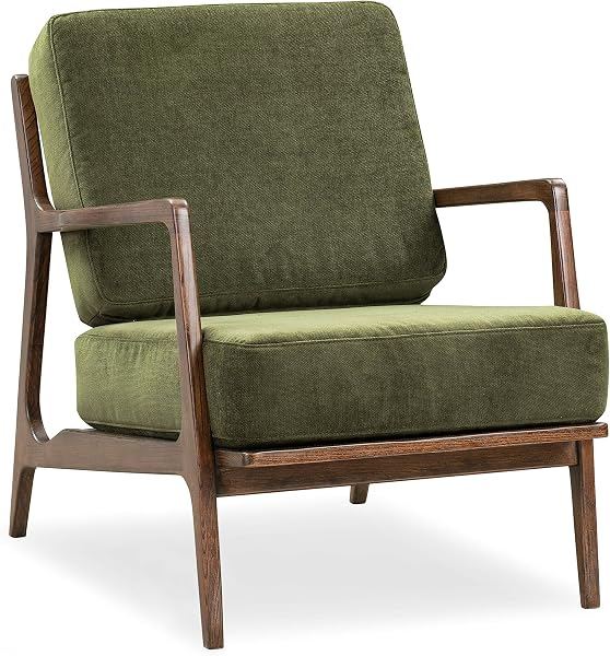 Walnut-Frame Accent Chair, Green Velvet