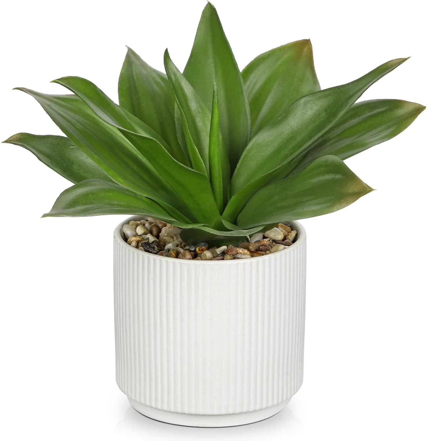 Faux Agave in White Pot