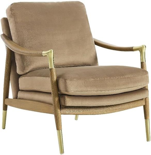 Walnut Velvet Armchair, Taupe