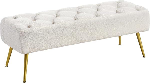 Boucle Bench, Gold Legs