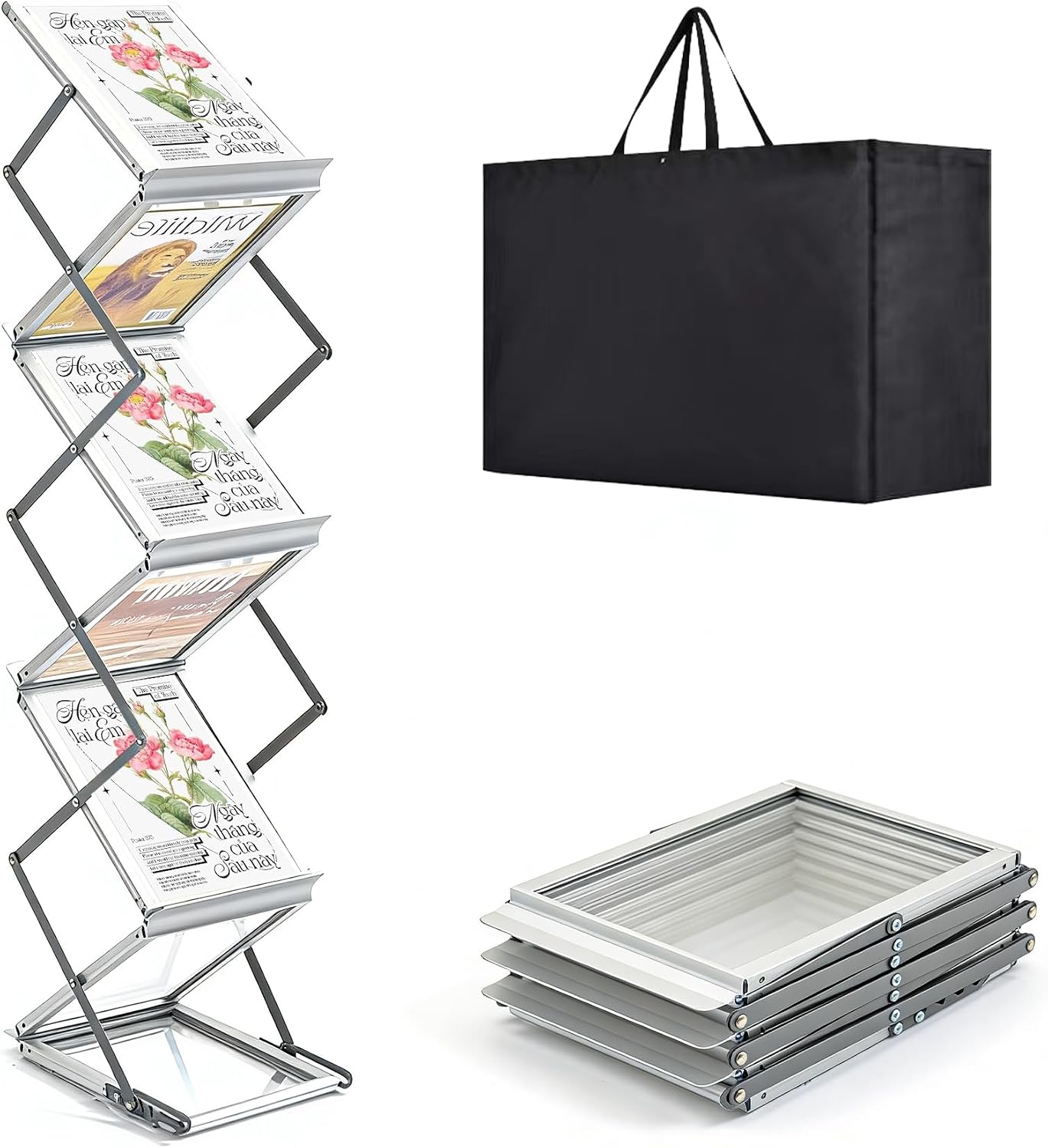 Folding Brochure Stand, 6 Pocket