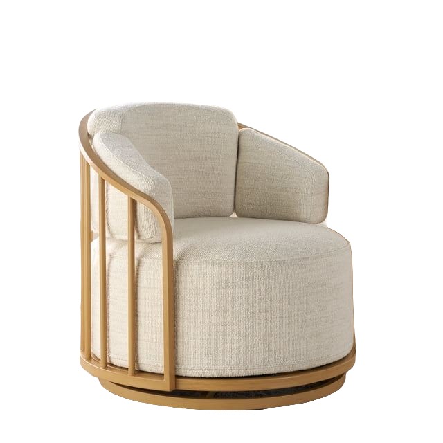 Swivel Birdcage Chair, Cream Boucle
