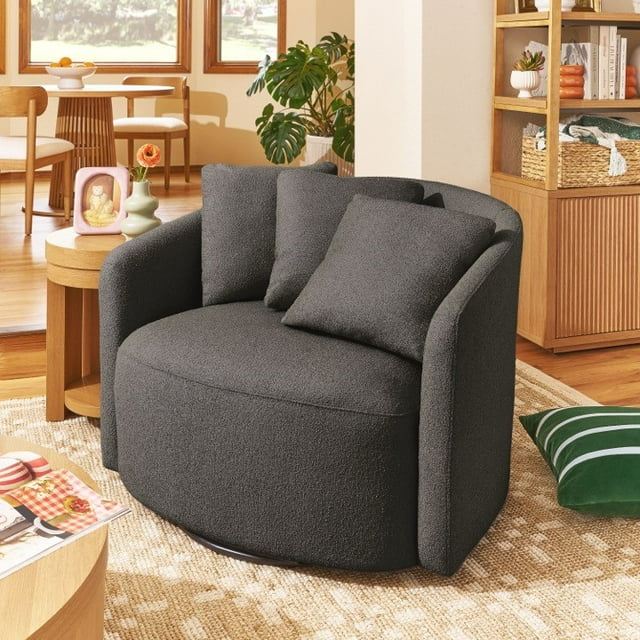 Charcoal Boucle Accent Chair