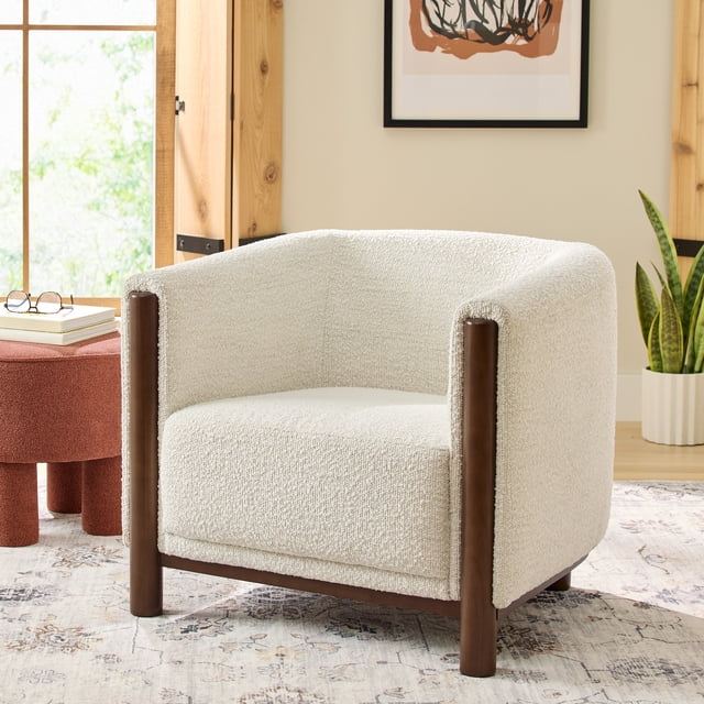 Cream Boucle Accent Chair