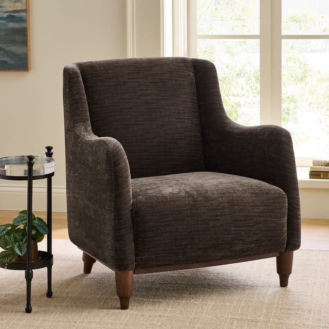 Coffee Velvet Accent Chair