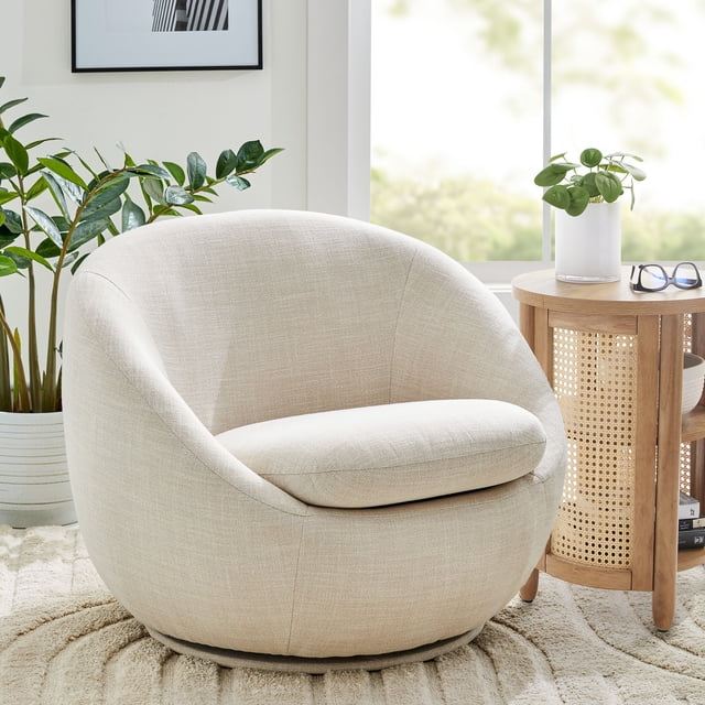 Cream Swivel Accent Chair