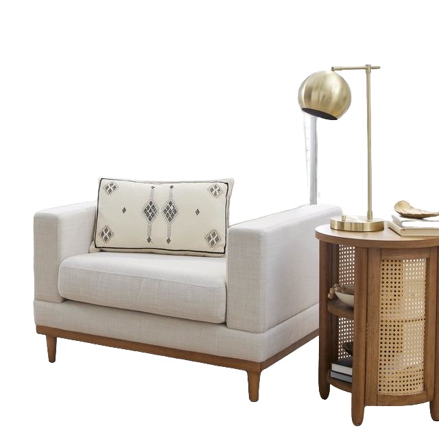 Wood-Frame Accent Chair, Cream