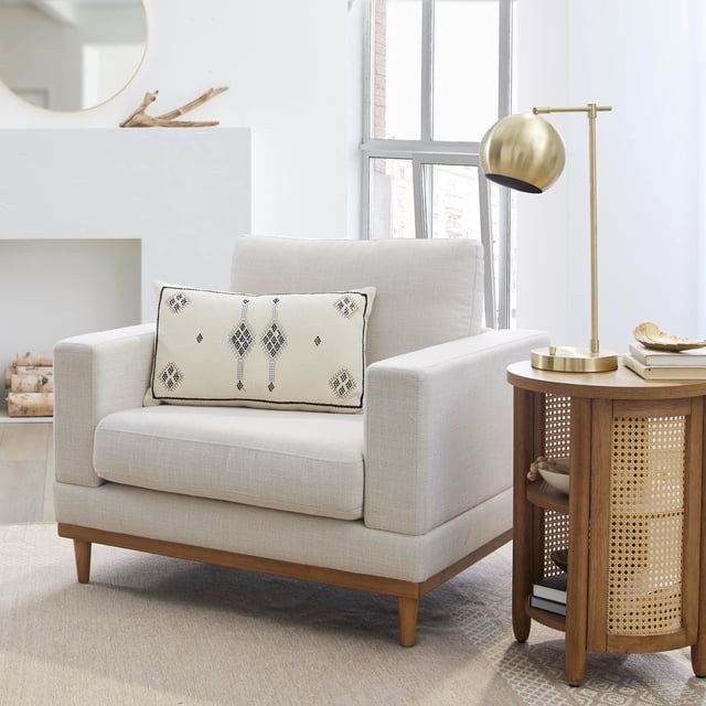 Wood-Frame Accent Chair, Cream