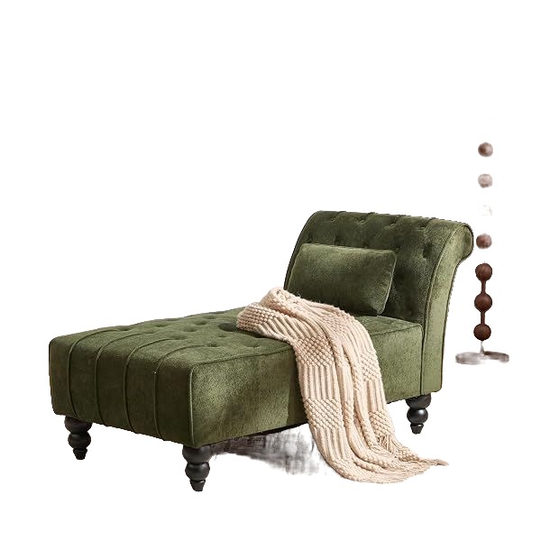 Tufted Chaise, Forest Green