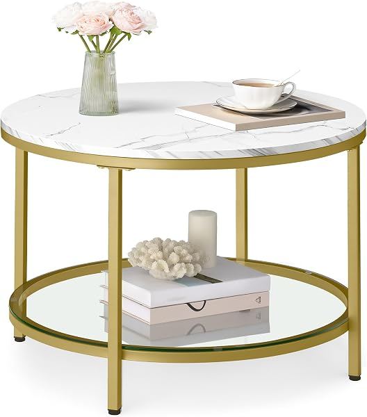 Marble-Top Round Coffee Table