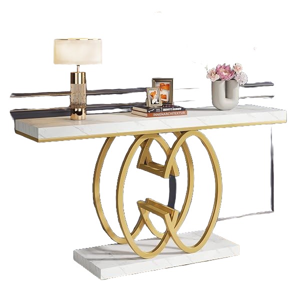 Marble-Look Console, Gold