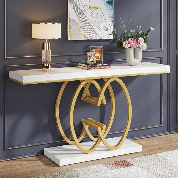 Marble-Look Console, Gold