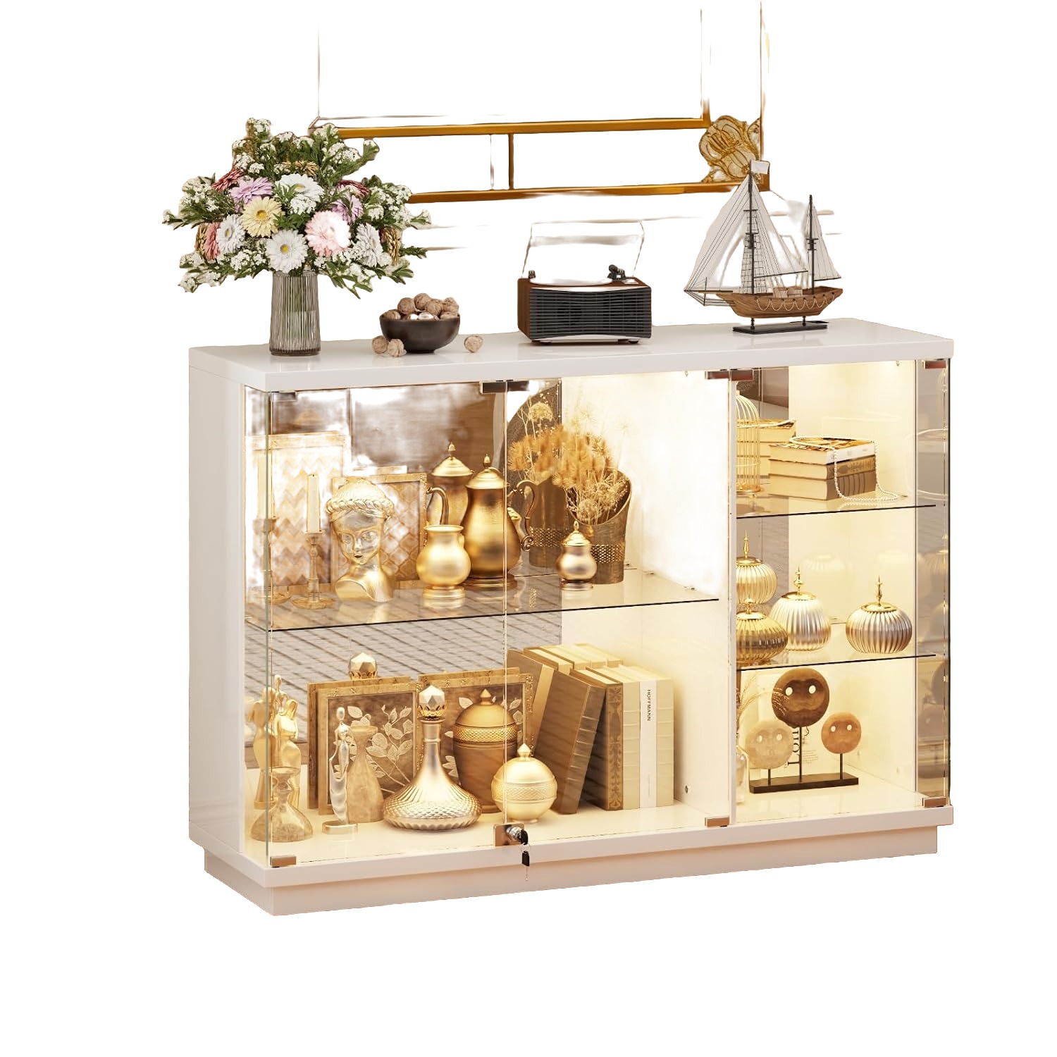Lockable Glass Curio Cabinet, 47in