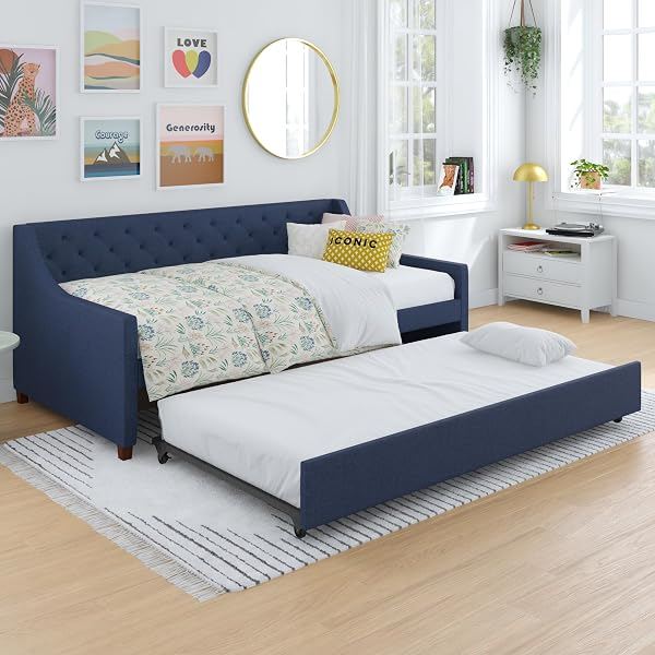 Upholstered Daybed, Blue Linen