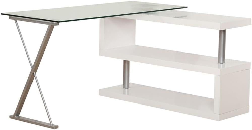Gloss and Glass Desk with Swivel