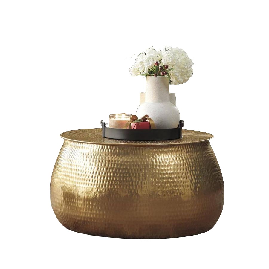 Gold Round Coffee Table, Lift Top