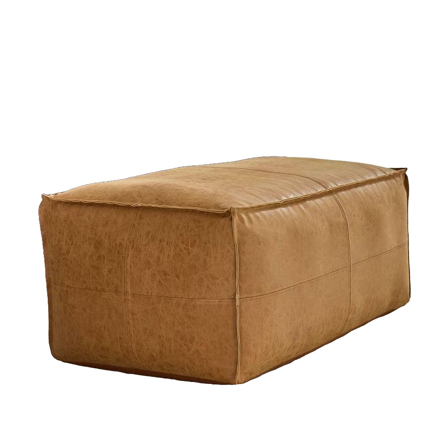 Sienna Leather-Look Pouf Bench