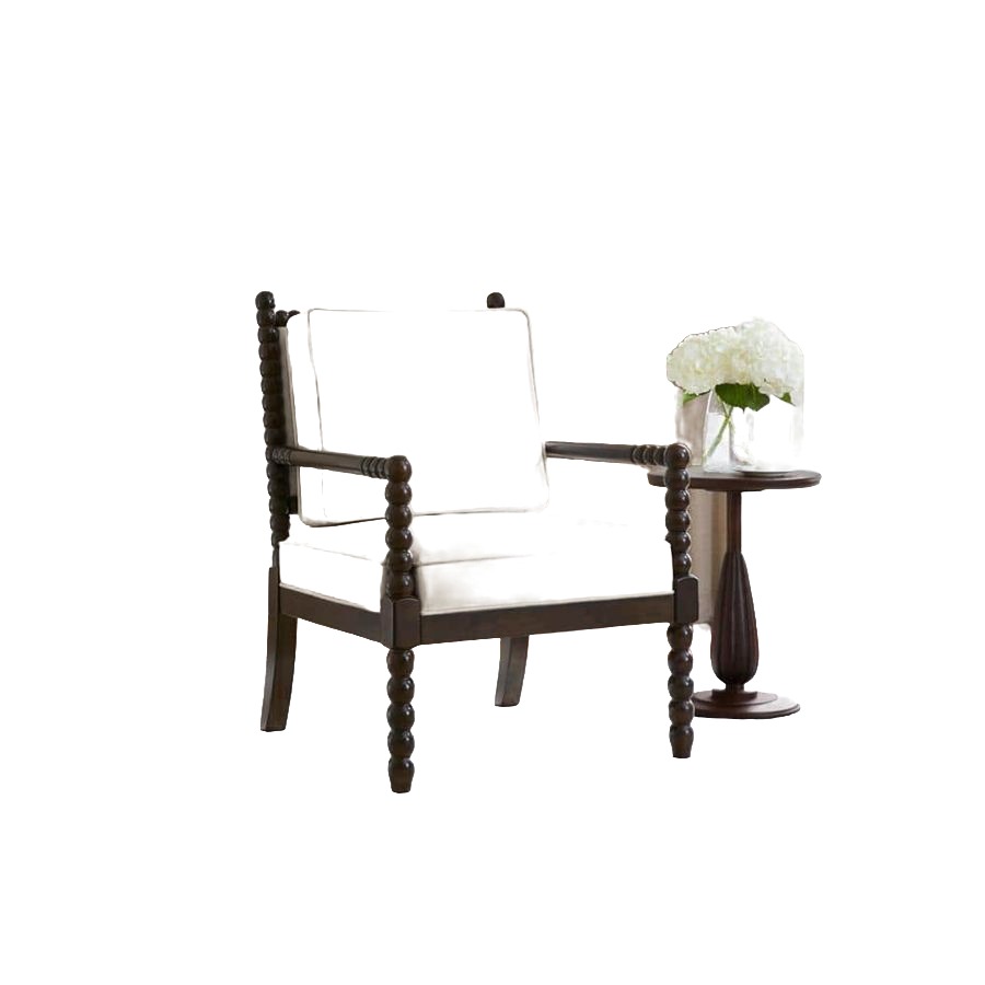 Spindle-Back Accent Chair, Beige