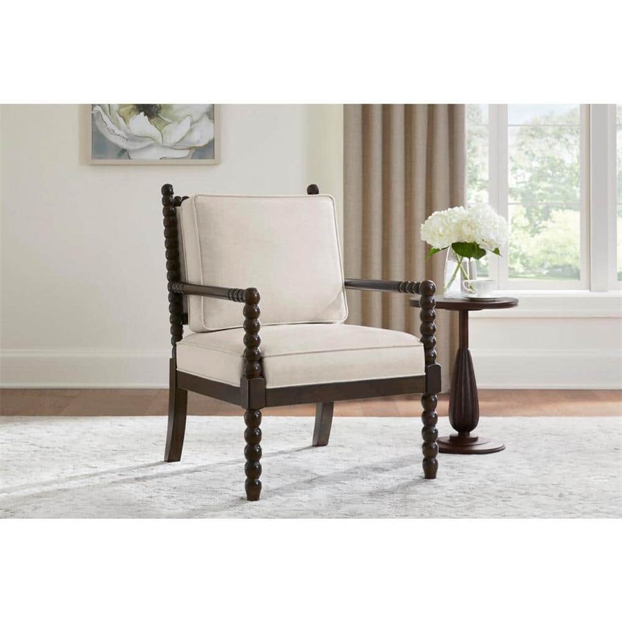 Spindle-Back Accent Chair, Beige