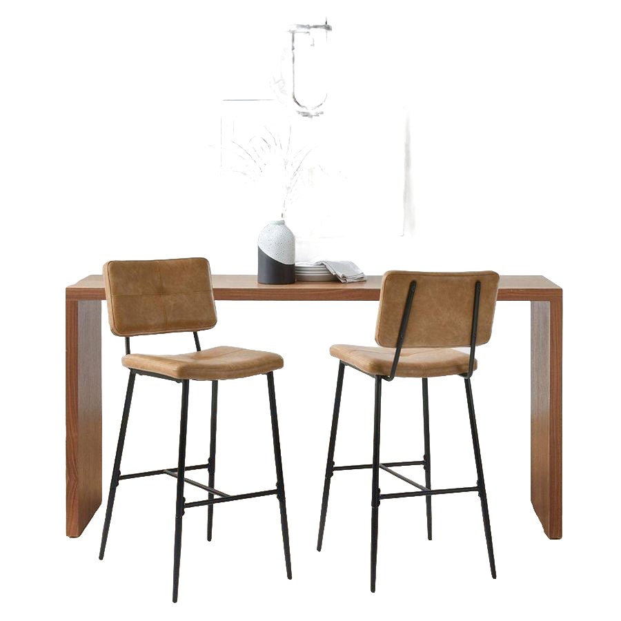 Cognac Bar Stools, Black Frame (pair)