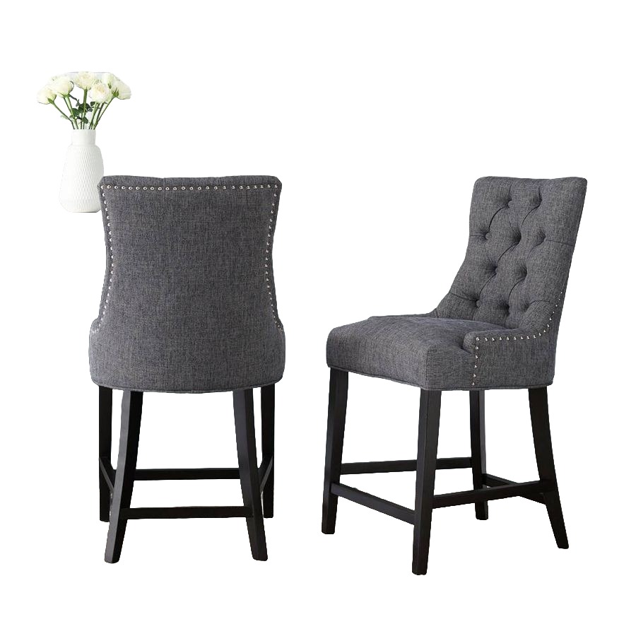 Tufted Charcoal Counter Stools (pair)