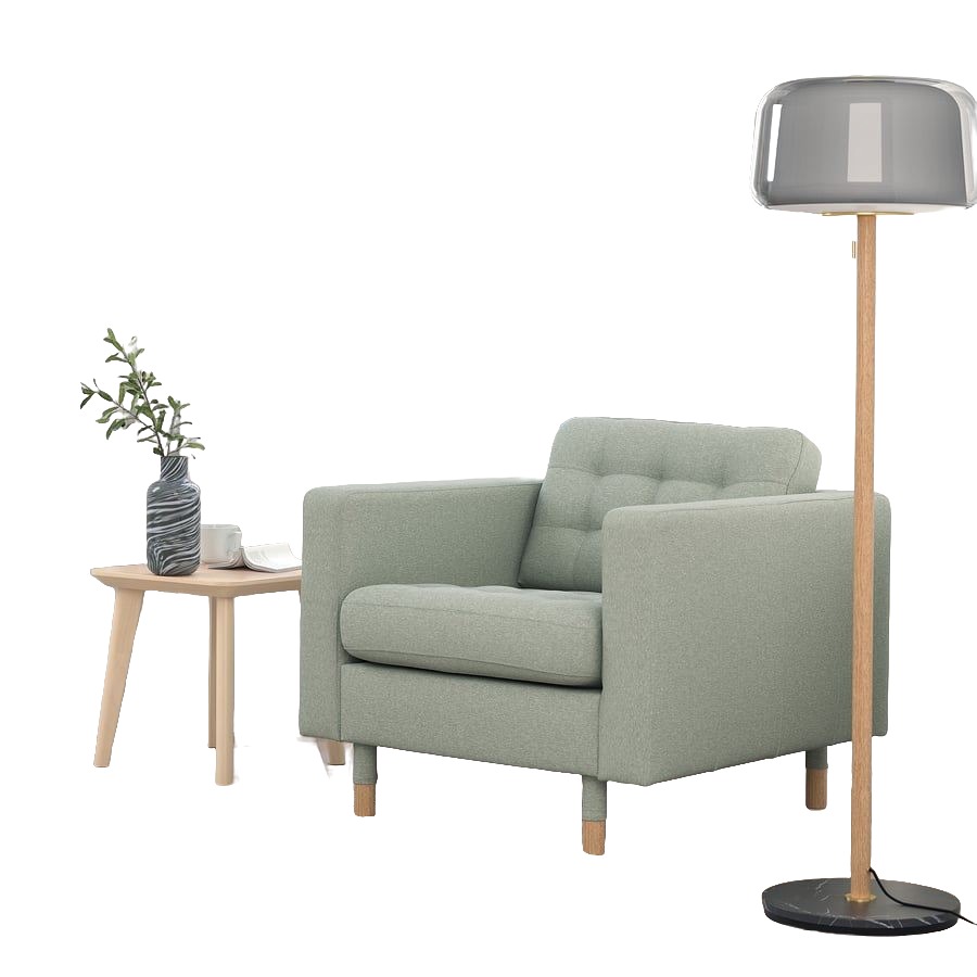 Wood-Frame Armchair, Light Green