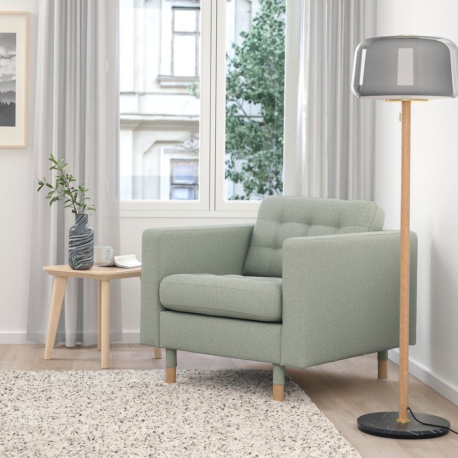Wood-Frame Armchair, Light Green