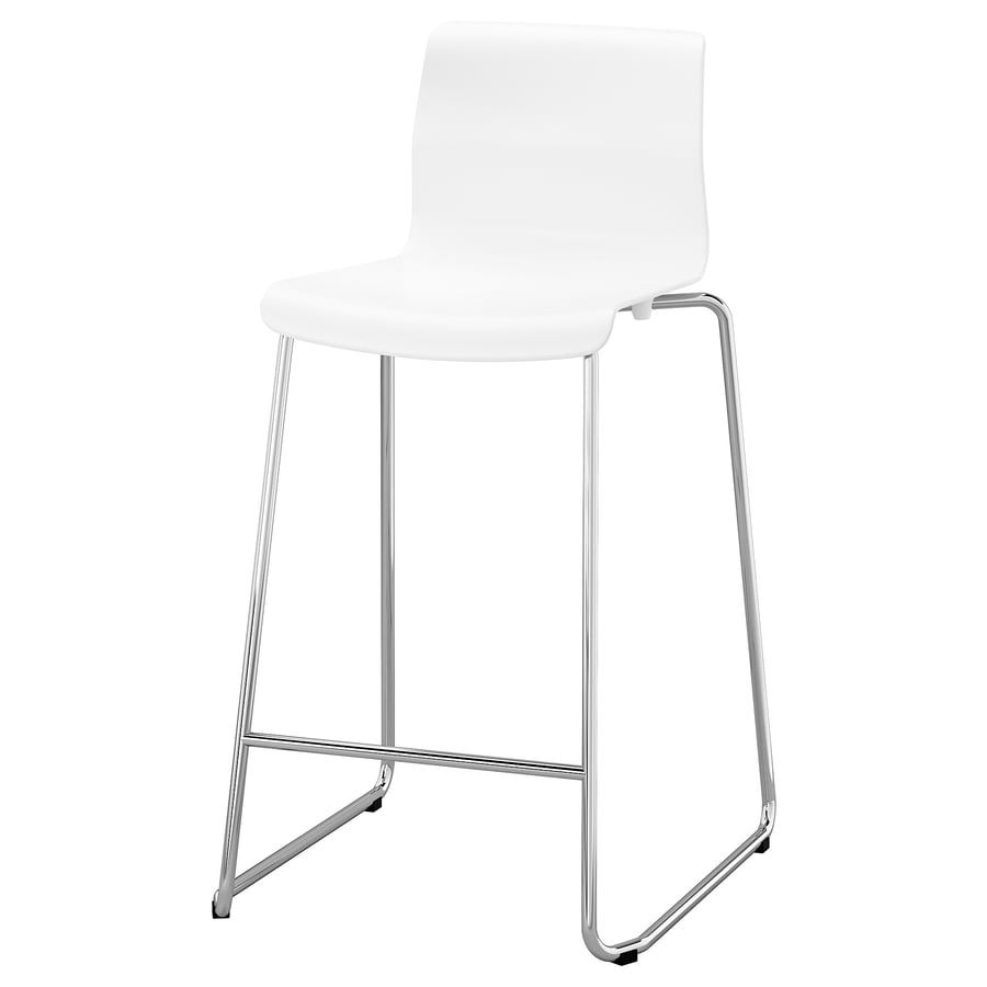 White Counter Stool, Chrome Legs