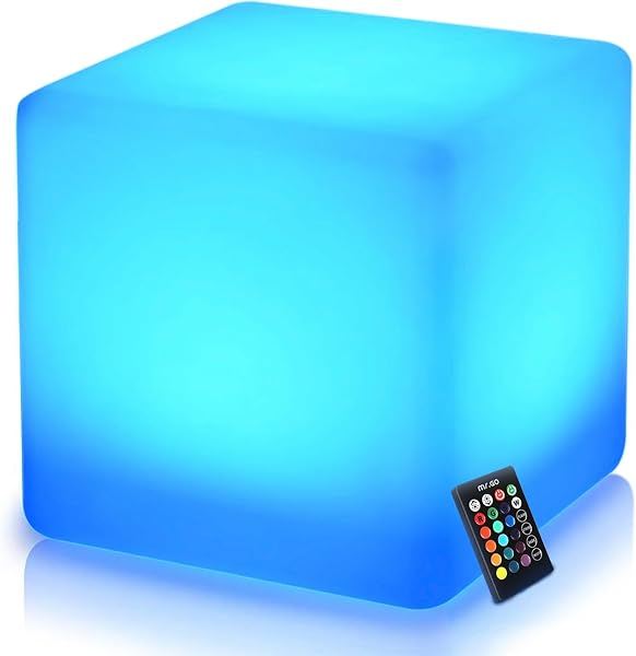 Glowing LED Cube Seat, 16"