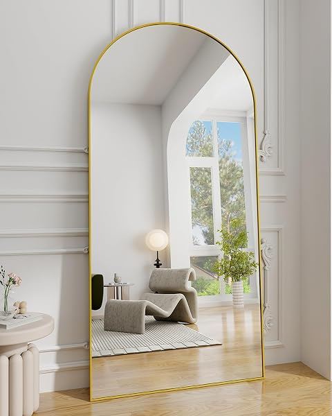 Arched Floor Mirror, Gold