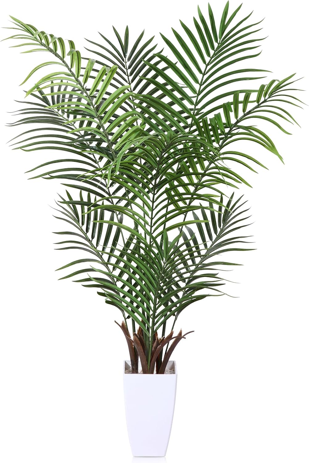 Faux Palm, 4ft, White Planter