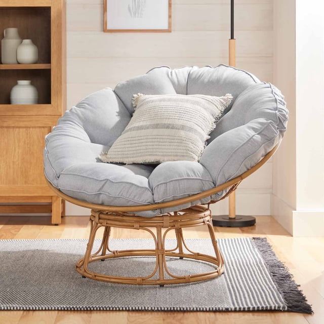 Papasan Chair, Gray Linen