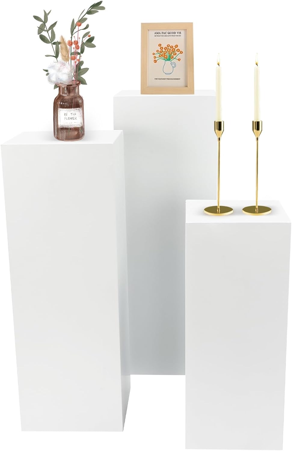 Display Plinths, White, Set of Three